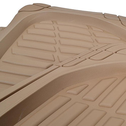 Beige Heavy Duty Front & Rear Rubber Floor Mats Universal Liners for Car SUV Van & Truck