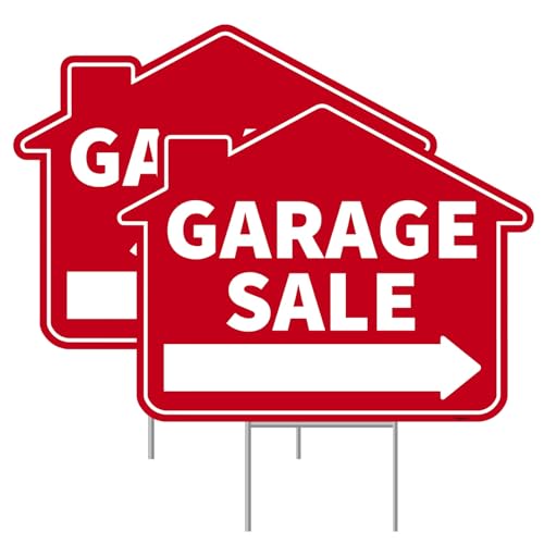 2PC Garage Sale Yard Sign with Stakes (2 Count)