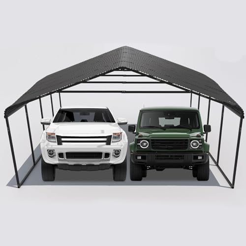 20x20 FT Heavy Duty Metal Carport with Galvanized Steel Roof & Frame