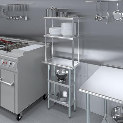 Stainless Steel Work Table with 2 Shelves and 12" Overshelf (2 Count)