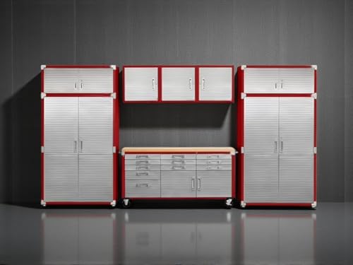 Heavy Duty 8 Piece Steel Garage Cabinet Storage Set with Rolling Workbench