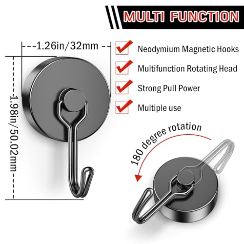 6 Pack Black Magnetic Hook (6 Count)