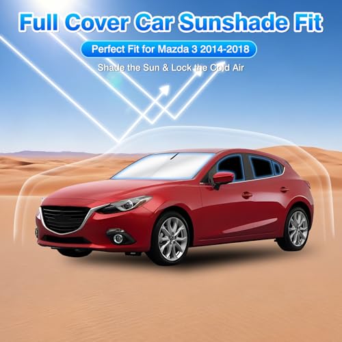Windshield Sun Shade for Mazda 3 2014 2015 2016 2017 2018 Car Window Shades Thicken UV Block and Blackout Privacy Foldable Sunshades 6PCS Accessories Keep Cool Sun Visor Covers (6 Count)
