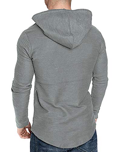 Mens Fashion Athletic Hoodies Sport Sweatshirt Solid Color Fleece Pullover Light Grey