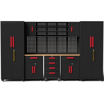 9 Pcs Garage Storage Cabinet System with Steel Cabinet