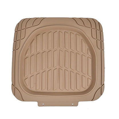 Beige Heavy Duty Front & Rear Rubber Floor Mats Universal Liners for Car SUV Van & Truck