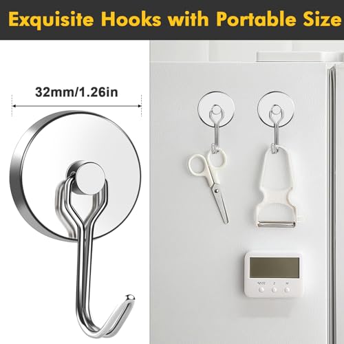 Magnetic Hooks Heavy Duty 120LB+ Swivel Swing Strong Magnet Hook (12 Count)
