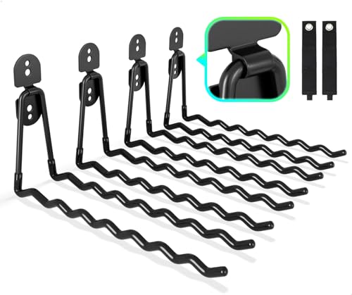 Garage Hooks 11.8" Long with 2 Extension Storage Straps (4 Count)