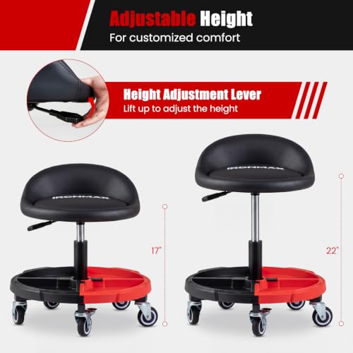 360° Rolling Mechanic Stool with Tool Storage Tray