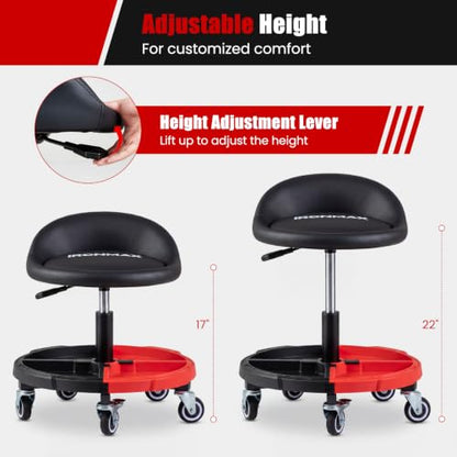 360° Rolling Mechanic Stool with Tool Storage Tray