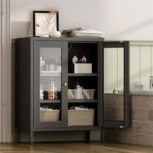 Metal Bathroom Cabinet with Glass Doors