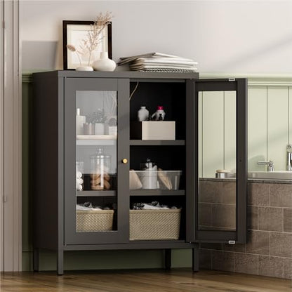 Metal Bathroom Cabinet with Glass Doors
