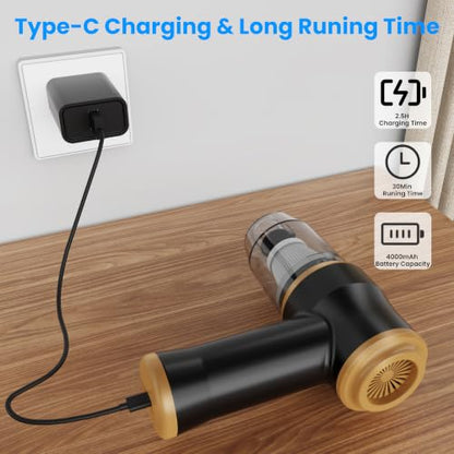Mini Car Vacuum 15000Pa Portable Cordless Handheld Vacuum Cleaner