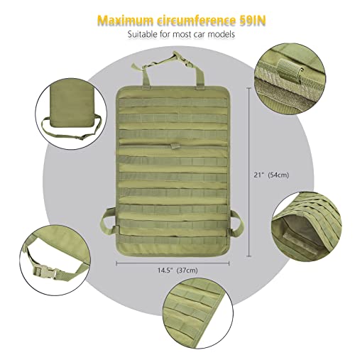 Universal Tactical Car Seat Back Organizer Bag Tactical Molle Vehicle Organizers Panel Vehicle Protector Organizers with 5 Detachable Pouches for Car Truck Ford Jeep