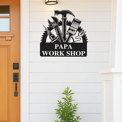 Custom Garage Workshop Metal Sign Personalized Tool Name Wall Art for Car Truck Mechanic Shop Decor Durable Steel Sign for Dad Husband Men’s Auto Workspace or Fence