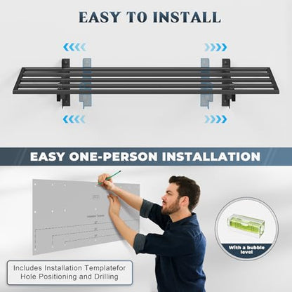 2 Pack Heavy Duty Garage Wall Shelving with 8 Hooks (2 Count)