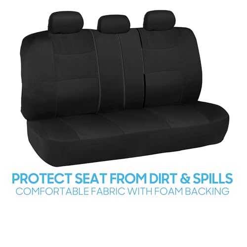 PolyPro Black Car Seat Covers Full Set with Matching Carpet Floor Mats