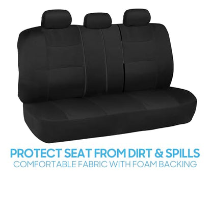 PolyPro Black Car Seat Covers Full Set with Matching Carpet Floor Mats