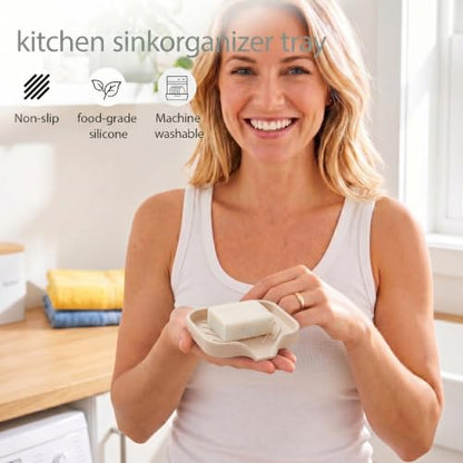 Silicone Soap Dish with Drain Spout