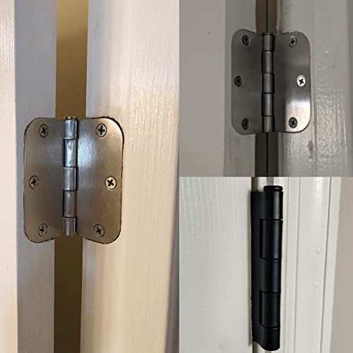 Rounded Door Hinges Matte Black 3.5" Interior Hardware 18 Pack