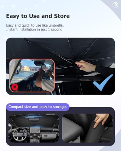 2025 4Runner Car Windshield Sun Shade Windshield Sunshade Umbrella [Star Fabric] Protect Car from Sun Rays&Heat Damage Keeps Vehicle Cool