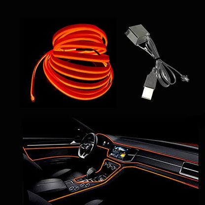 El Wire Orange Interior Car LED Strip Lights
