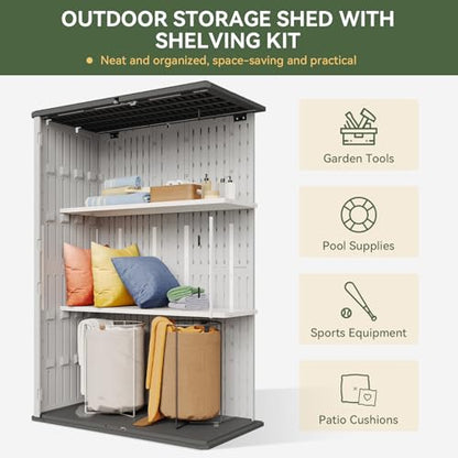 64 Cu.Ft Resin Outdoor Storage Shed with 2 Shelves & Floor