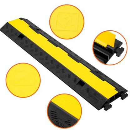 3 Pack 2 Channel Cable Protector Ramp Traffic Wire and Hose Ramp Cord Cover Heavy Duty Channels 18 (3 Count)
