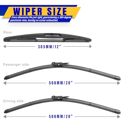 3 Wipers Fits Ford Escape 2008