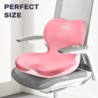 Seat Cushion and Lumbar Support Pillow One Piece for Car Office Chair