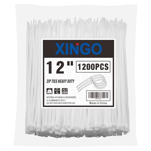 12 Inch White Zip Ties 1200 PCS (1200 Count)