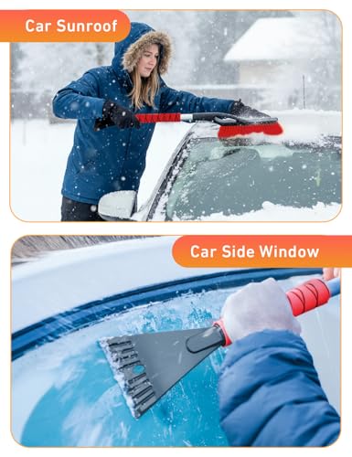 27" Car Snow Brush and Ice Scrapers for Car Windshield Red (2 Count)