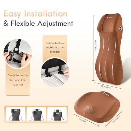 Memory Foam Seat Cushion for Car and Lumbar Support Headrest Pillow Ergonomic Car Seat Back Support Neck Pillow for Driving Truck Driver Seat Cushion Lumbar Pillows for Back Pain Relief