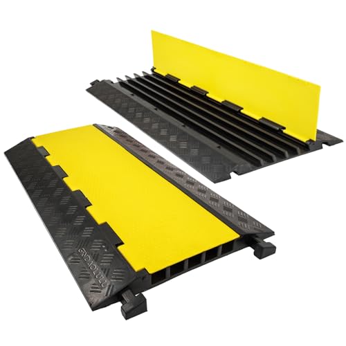 2 Pack 5 Channel Cable Protector Ramp Traffic Wire and Hose Ramp Cord Cover Heavy Duty Channels 18