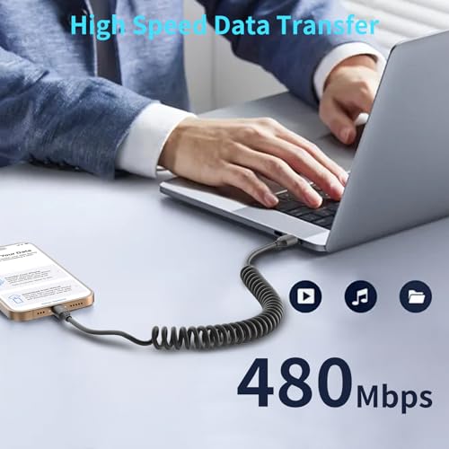 Coiled USB to USB C Cable (2 Count)