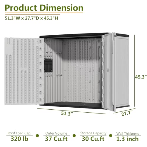 37 Cu.Ft Outdoor Storage Shed Weather Resistant