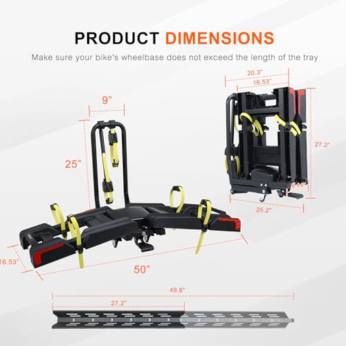 2 E Bike Foldable Hitch Mount Bike Rack for 2" Receiver SUV & Trucks