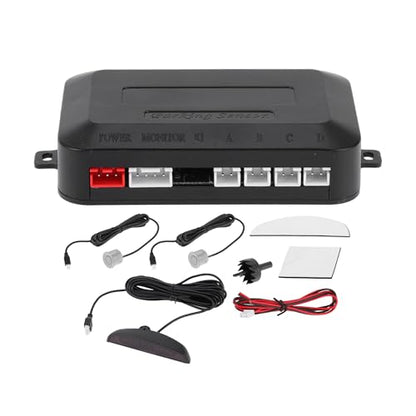Universal Car Auto Vehicle Reverse Backup Radar System Reverse Parking Sensors Alarm Buzzer Reminder Distance Detection Silver Tone 2Parking Sensors