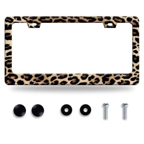 Leopard License Plate Frame Stainless Steel Car Accessories 12.3" x 6.3"