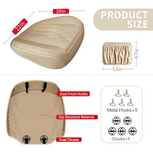 2 Pack Beige Leather Front Bottom Car Seat Covers (2 Count)