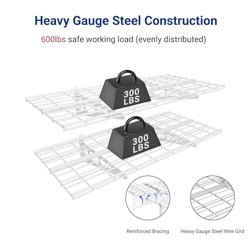 2 Pack 2x4ft Garage Shelving Wall Mounted Storage Rack (2 Count)