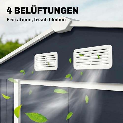 9' x 6' Outdoor Storage Shed Garden Tool Metal Shed Dark Gray