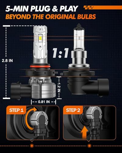 H10 9145 9140 LED Fog Light Bulbs Amber (2 Count)