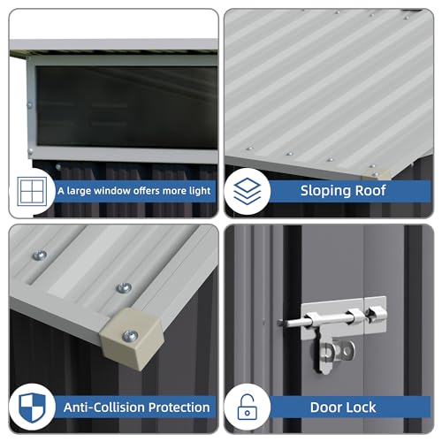 JY QAQA 6x4 FT Metal Outdoor Garden Storage Shed