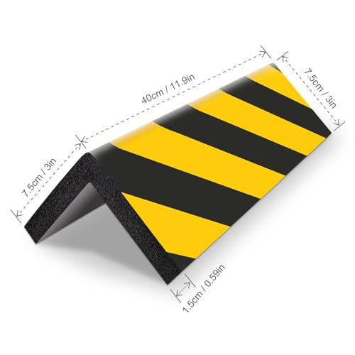 2pcs Garage Wall Guards Wall Protector Cover Yellow and Black Foam Wall Corner Guard for Parking Garages (2 Count)