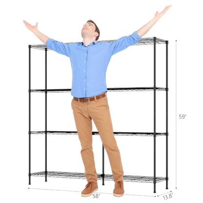 58" W Storage Shelves 1220LBS Heavy Duty Metal Shelving (4 Count)