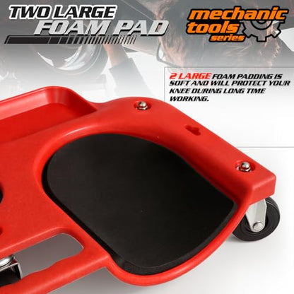 Rolling Knee Creeper Durable Knee Pads with Full 360 Degree Turn Casters and Tool Tray