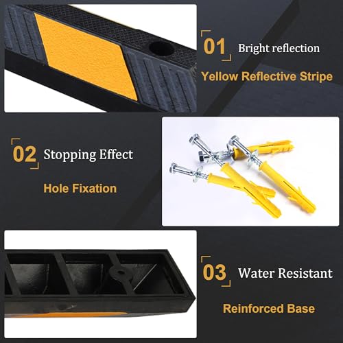 72" Rubber Parking Curb with Bolts