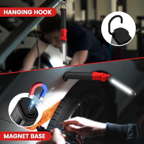 Rechargeable Work Light 2200mAh Magnetic LED Work Light Flashlight Mechanic Light Tool for Men Him (2 Count)