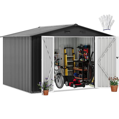 10x8FT Outdoor Storage Shed with Lockable Doors & Ventilation